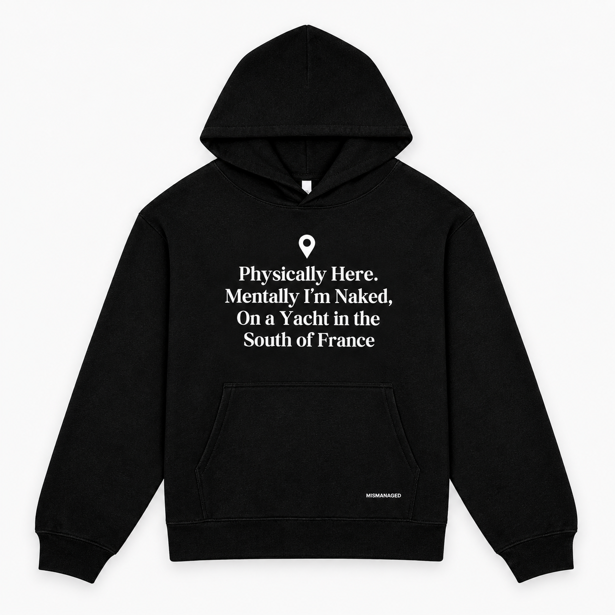 South of France Hoodie, Black, front view