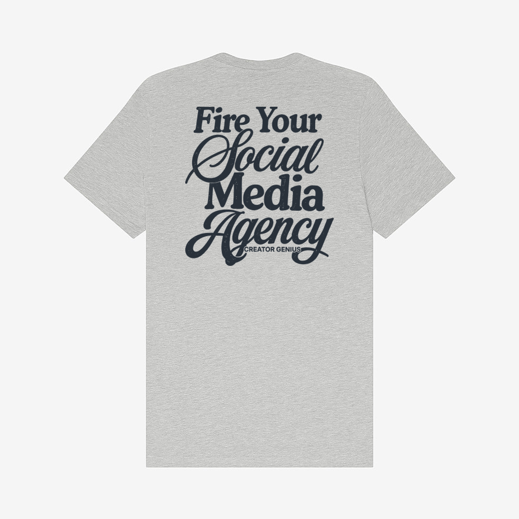Fire Your Agency Unisex Tee, Heather Silver, back view