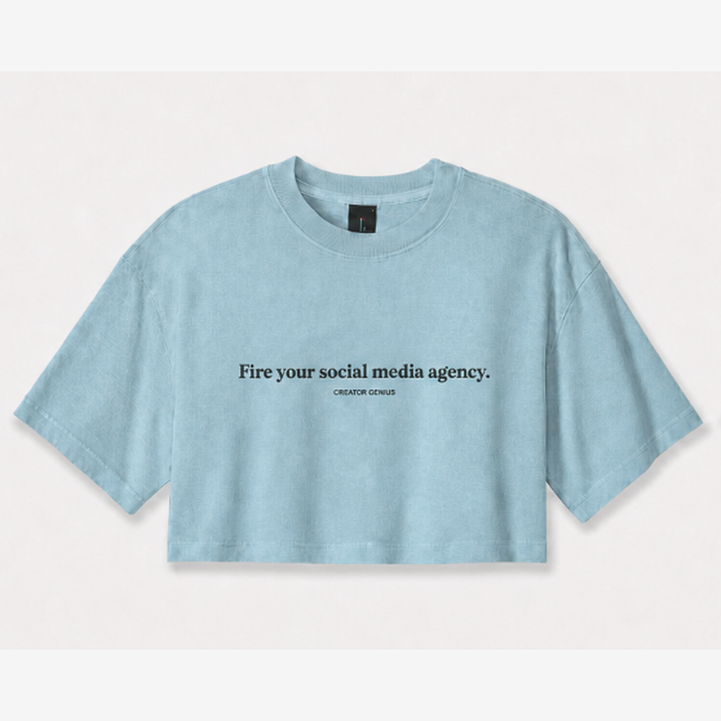 Fire Your Agency Denim Crop, Light Washed Denim, front view